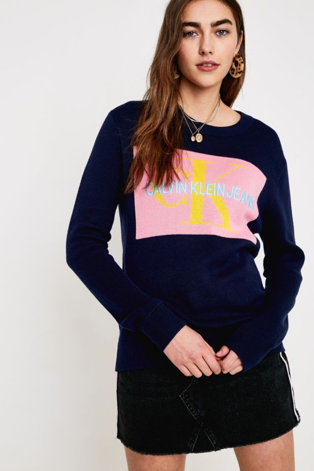 Calvin Klein Jeans Monogram Box Logo Jumper | Urban Outfitters UK