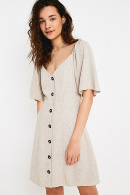 button through mini dress