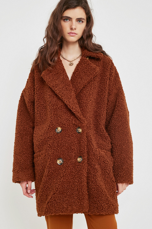 Gestuz Eri Caramel Teddy Coat Urban Outfitters UK