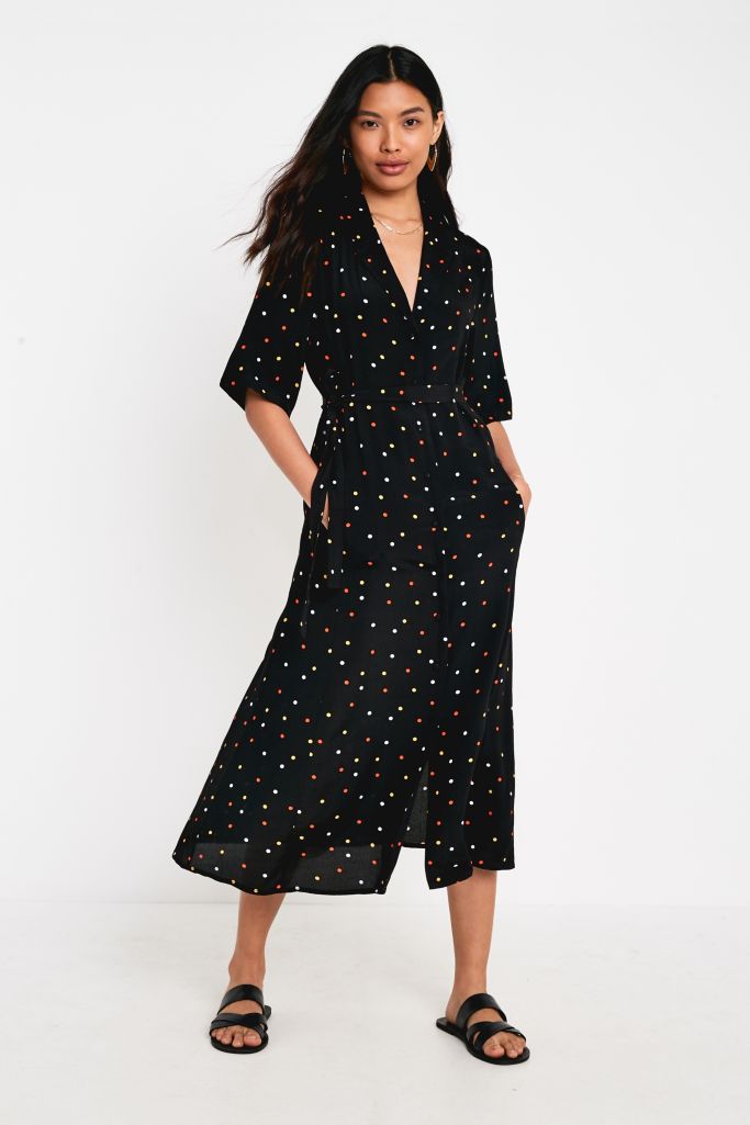 Gestuz Dotty Button-Through Midi Dress | Urban Outfitters UK