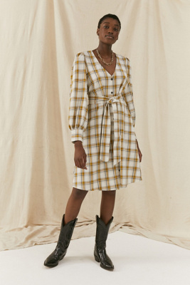 checked smock dress