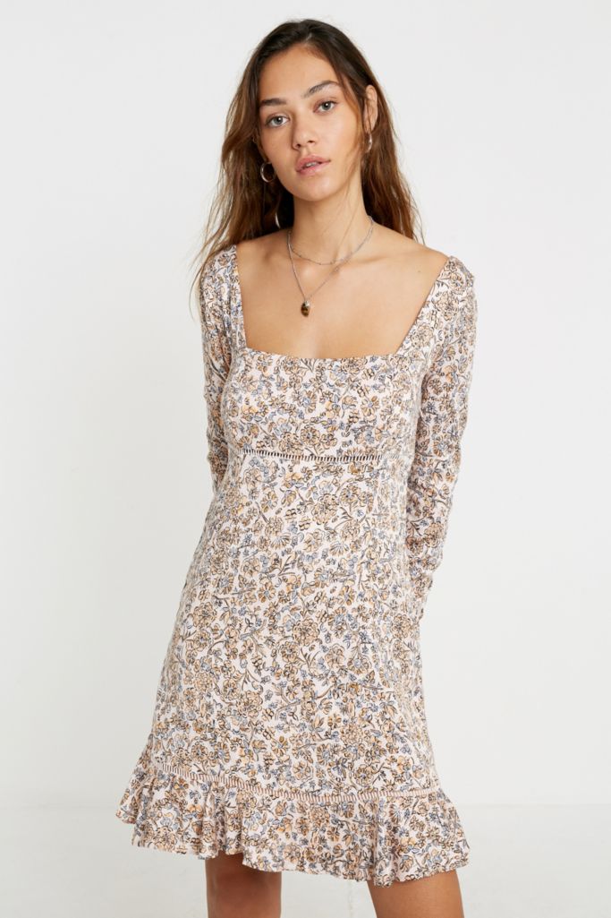 Free People Boheme Ivory Floral Mini Dress | Urban Outfitters UK