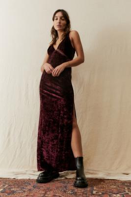 velvet maxi slip dress