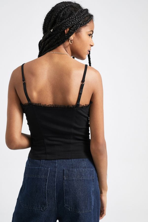 Free People All Eyelets On You Black Corset Top Urban Outfitters UK