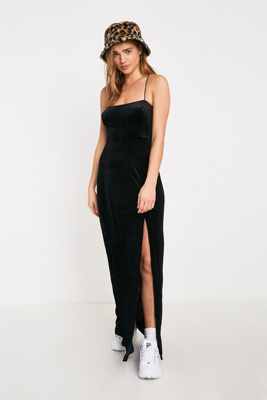 velvet maxi slip dress