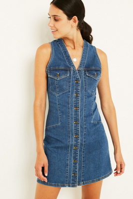 wandering star denim mini dress