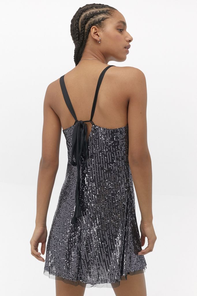 Free People Gold Rush Black Sequin Mini Dress Urban Outfitters Uk