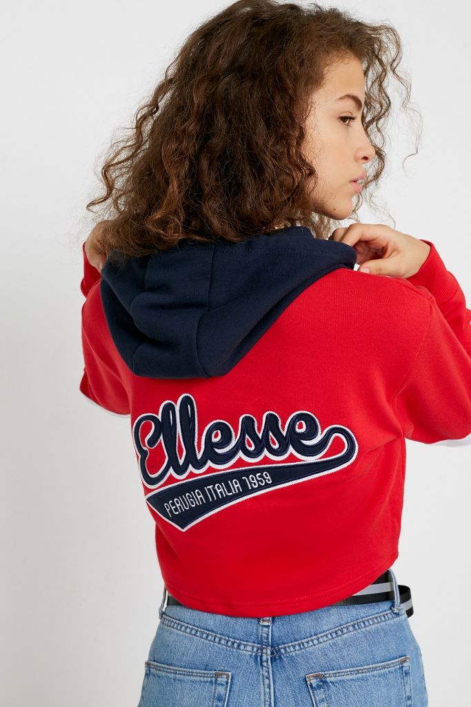 Ellesse Red Cropped Hoodie | Urban Outfitters UK