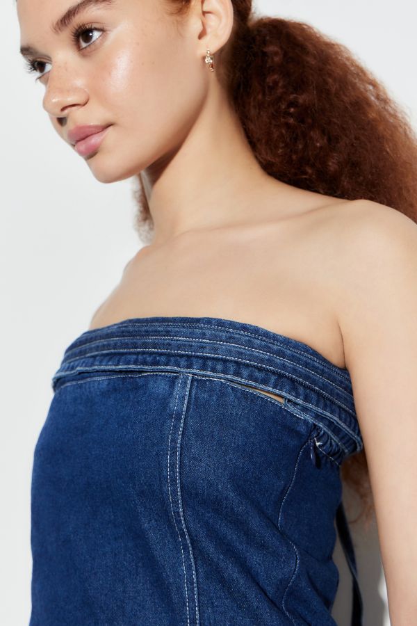 Vista diapositiva: 2: Lioness Madame Top Asimmetrico Off-The-Shoulder in Denim