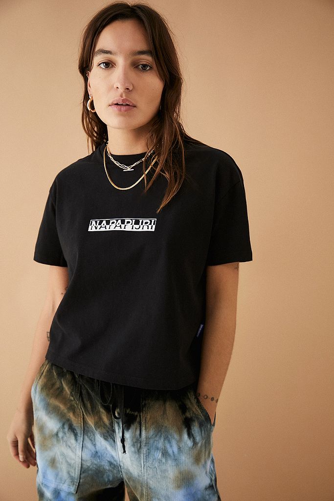 Napapijri Black Logo Box Cropped T-Shirt | Urban Outfitters UK