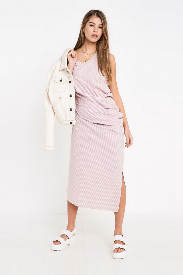 MM6 Cotton Stripe Sleeveless Midi Dress Urban Outfitters UK