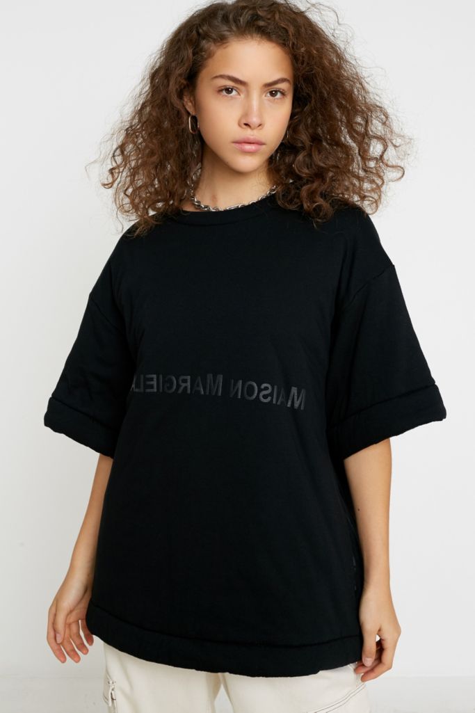 MM6 Puff Logo Black Oversized T-Shirt | Urban Outfitters UK