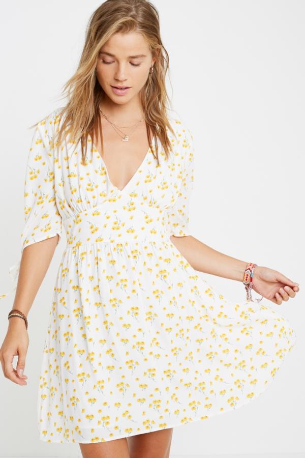 NARRATED Floral Print Mini Tea Dress Urban Outfitters UK