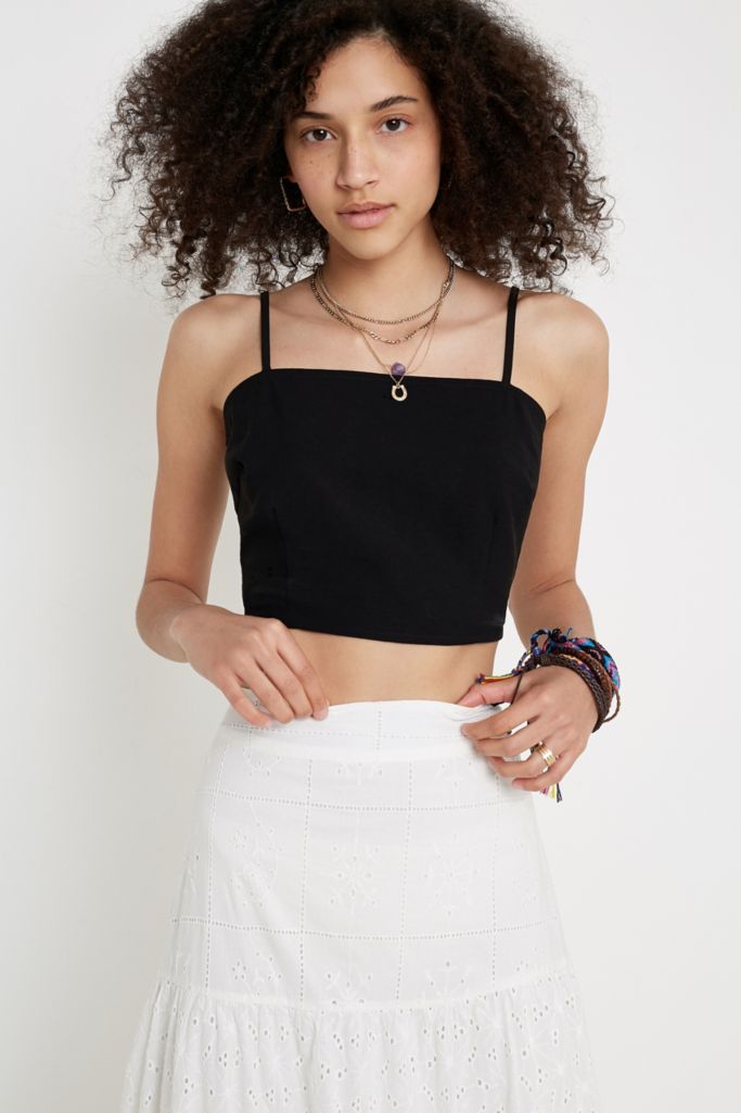 Narrated Black Lace Up Apron Crop Cami Urban Outfitters Uk 3098