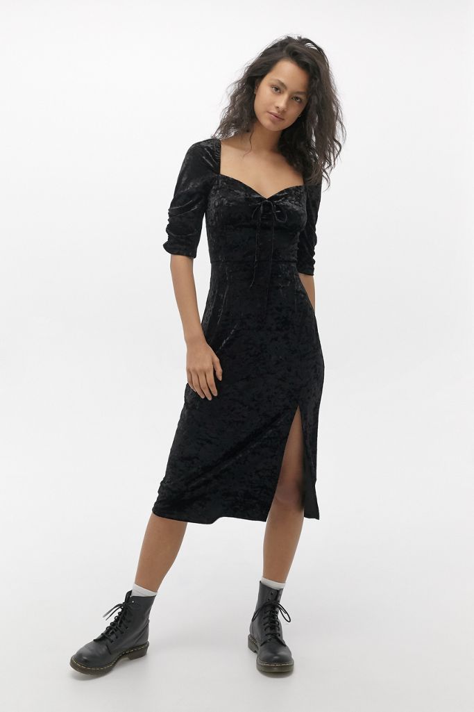 NARRATED Crushed Velvet Midi Dress Urban Outfitters UK
