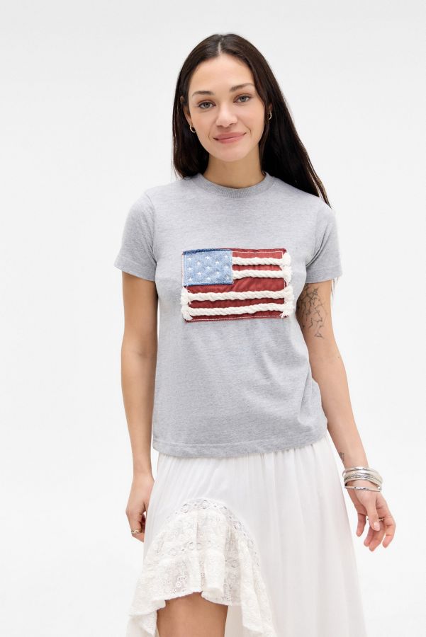 Slide View: 2: Daisy Street Appliqué Flag T-shirt