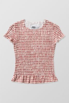 Daisy Street Gingham Shirred Top