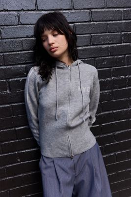 Daisy Street Grey Zip-Through Knit Hoodie