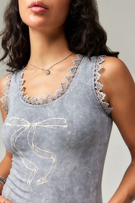 Daisy Street Lace Trim Bow Top