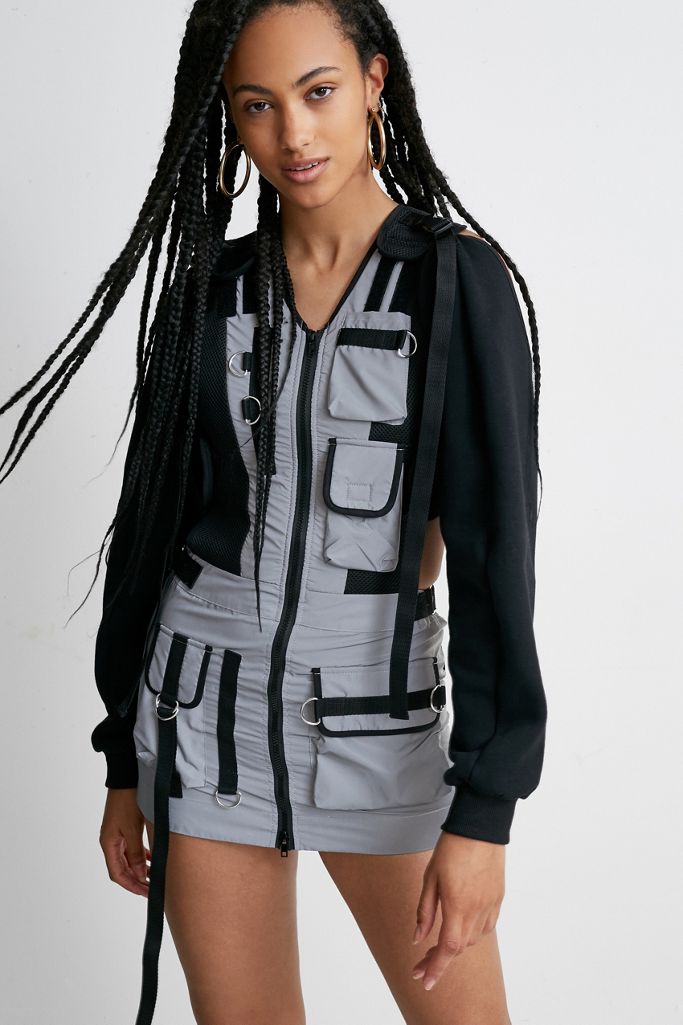 NAMILIA Reflective Utility Mini Dress Urban Outfitters UK