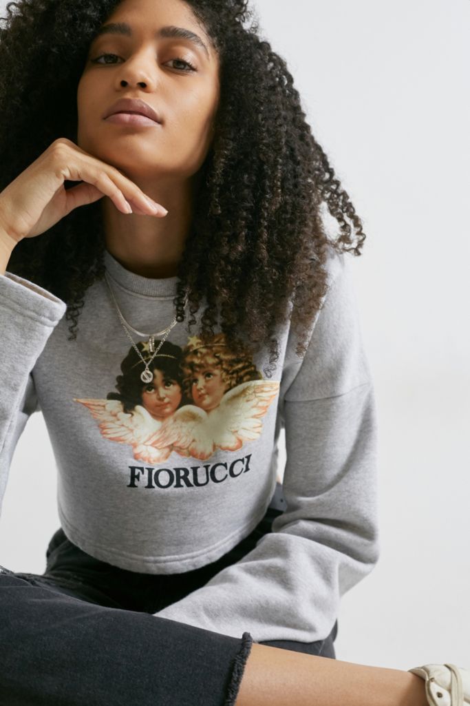 Fiorucci Vintage Angles Grey Cropped Crew Neck Sweatshirt | Urban ...