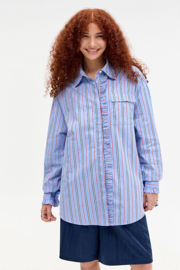 Slide View: 1: Damson Madder Kylie Stripe Ruffle Shirt