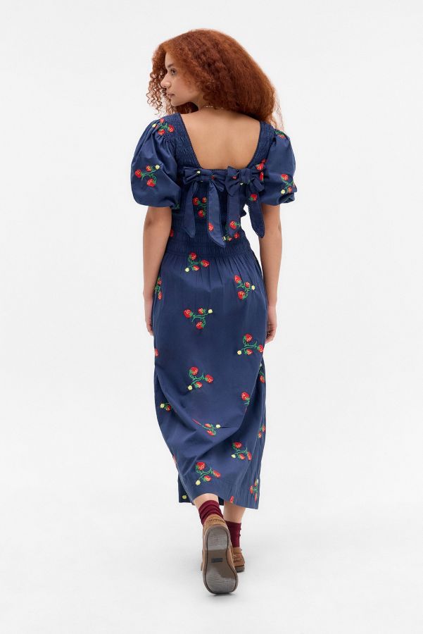 Slide View: 3: Robe Lauren Mi-longue Bleu Marine Damson Madder