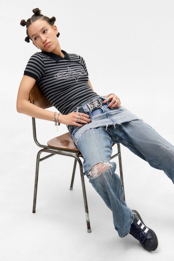 Slide View: 5: Basic Pleasure Mode Penelope Stripe Polo Top