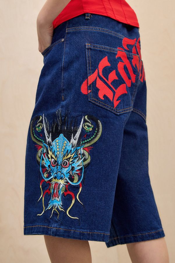 Slide View: 2: Ed Hardy Medusa Denim Skater Shorts