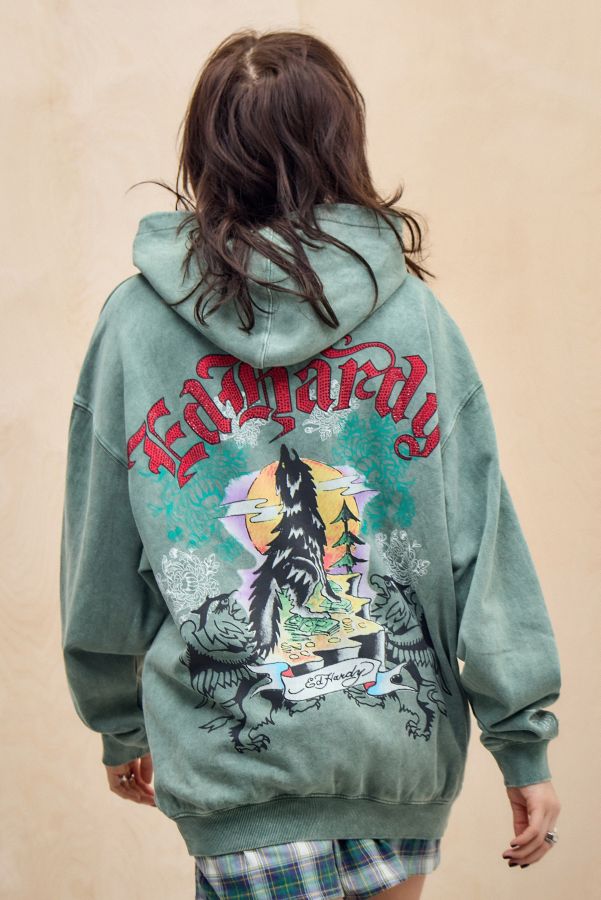 Slide View: 1: Sweat à capuche Ed Hardy Don Wolf