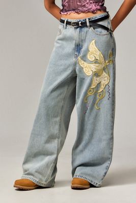 Ed Hardy Schmetterling Applikation Jeans