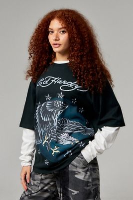 Ed Hardy Adler In Den Sternen Geschichtetes T-Shirt
