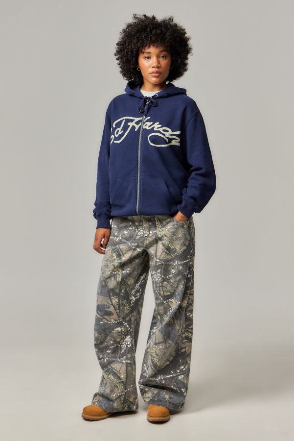 Vista diapositiva: 4: Ed Hardy UO Esclusiva Felpa con Cappuccio e Zip Navy Spada