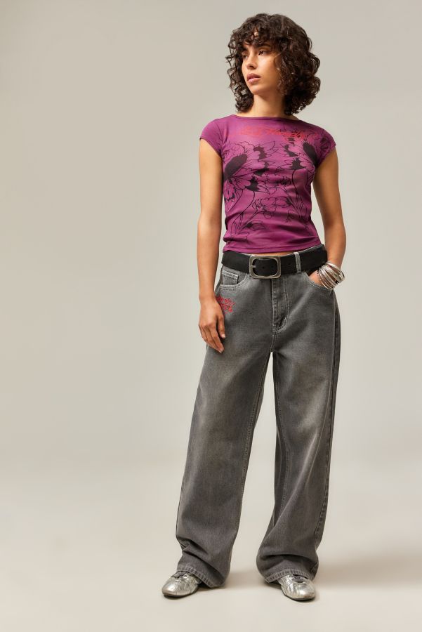 Vista diapositiva: 2: Ed Hardy UO Esclusivo Grigio Oversize Ricamato Jeans