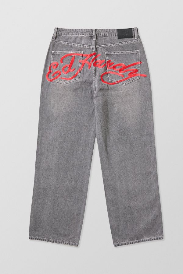 Slide View: 7: Ed Hardy UO Exclusif Gris Surdimensionné Brodé Jeans