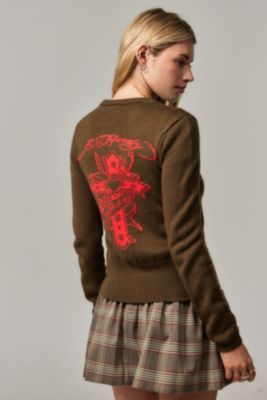 Ed Hardy UO Exclusive Heart Cross Cardigan