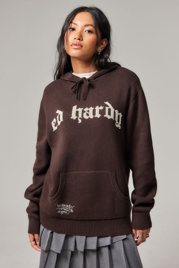 Slide View: 1: Ed Hardy UO Exclusive Knit Hoodie