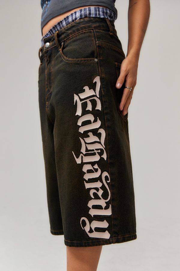 Vista diapositiva: 1: Ed Hardy Pantaloncini in denim nero lavato