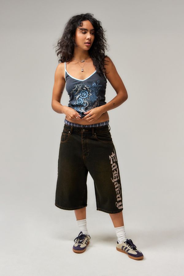 Vista diapositiva: 2: Ed Hardy Pantaloncini in denim nero lavato