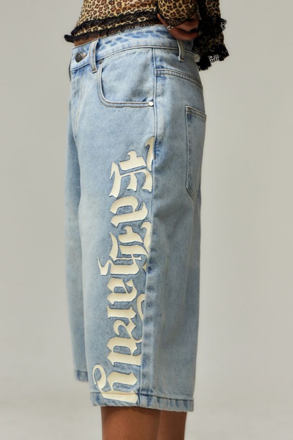 Vista diapositiva: 2: Pantaloncini in Denim Blu Sporco Ed Hardy