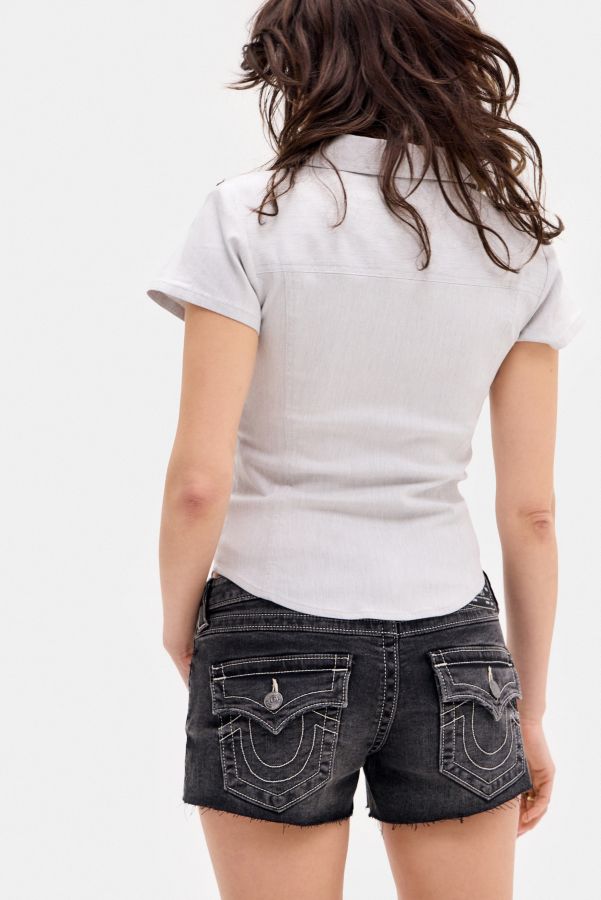 Vista de diapositivas: 4: Shorts de Mezclilla de Tiro Bajo con Bolsillos de Solapa True Religion