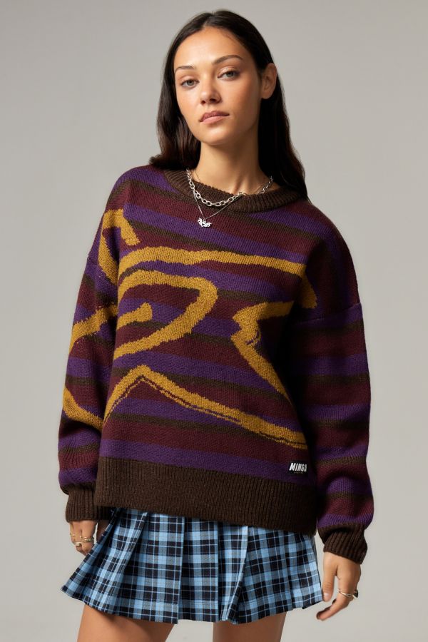 Slide View: 1: Minga London Stern Jacquard Streifen Pullover