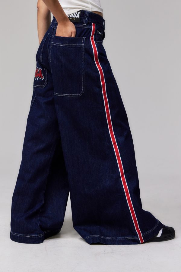 Slide View: 4: Minga London Streifen Weites-Bein Jeans