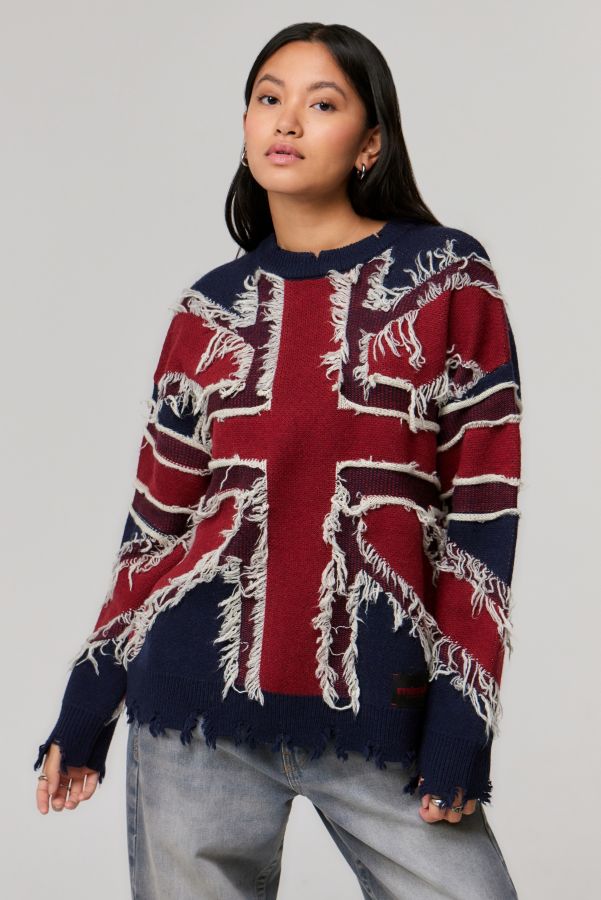 Slide View: 1: Minga London Union Flagge Zerstörter Pullover