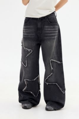 Minga London Gewaschene Schwarze Zerstörte Jeans