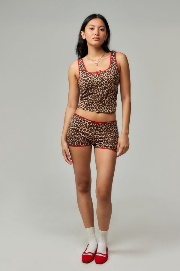 Slide View: 3: Motel Kicki Leoparden-Druck Mikro-Shorts