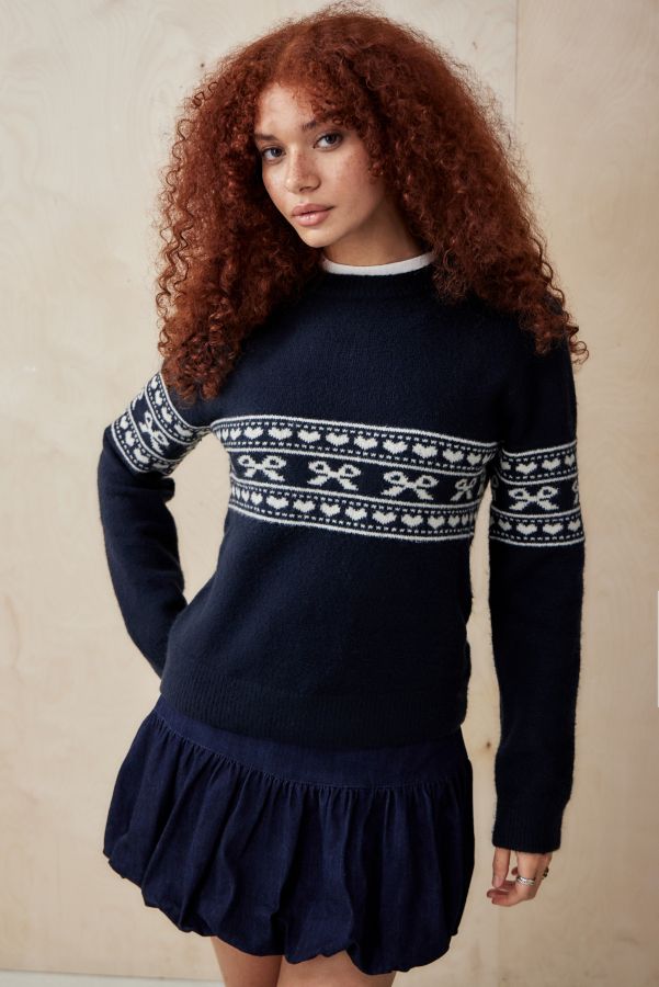 Vista diapositiva: 1: Maglione Motel Namirta Lavorato a Maglia con Fiocco Fairisle