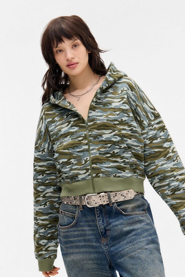 Slide View: 1: Motel Yukadi Camo Zip-Through Hoodie