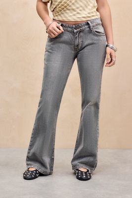 Motel Jeans évasés taille basse rigides gris