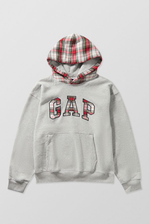 Vista diapositiva: 6: Felpa con Cappuccio GAP Grigio Melange Plaid Logo